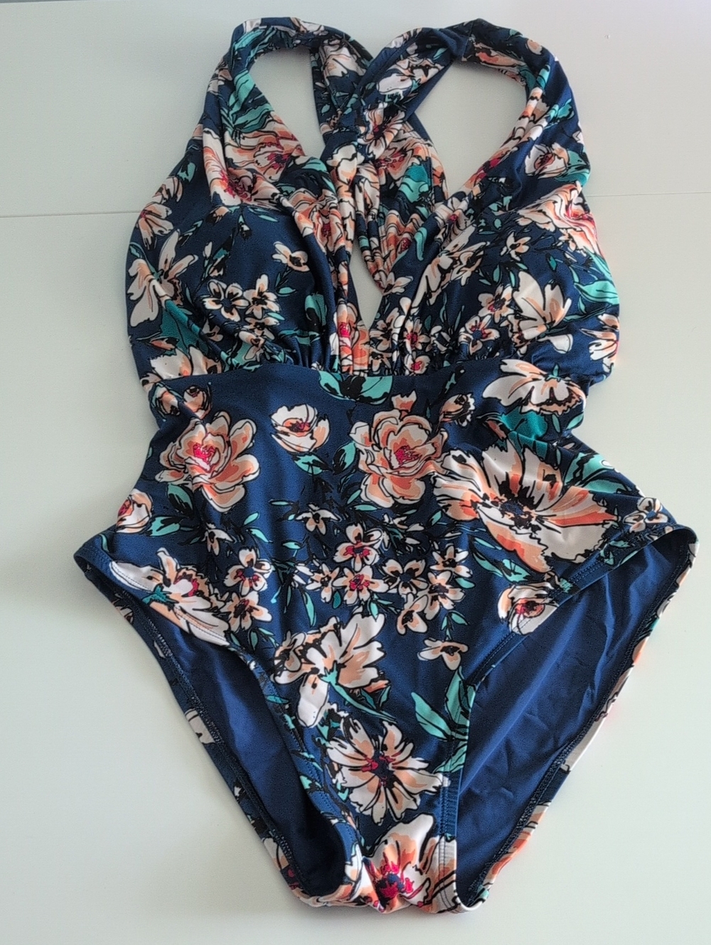ModCloth Navy Floral Women's XL One-Piece Swimsuit